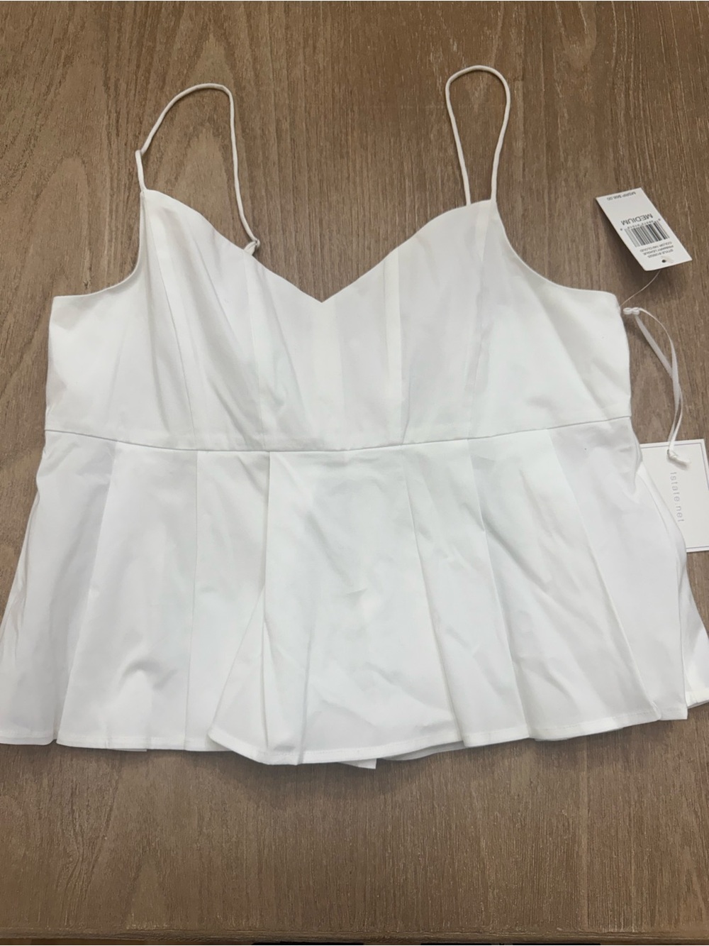 NWT 1.STATE White Pleated Peplum Cami Top - Size Medium